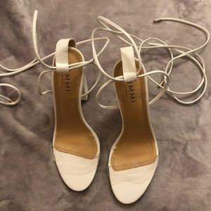 White Wrap Up Heels - Simmi London